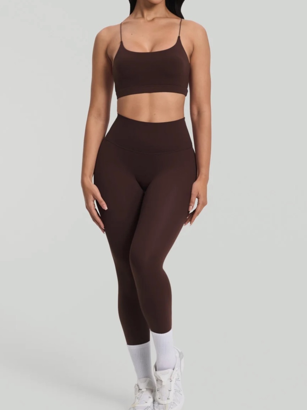 High-Waisted 7/8 Leggings - Brown